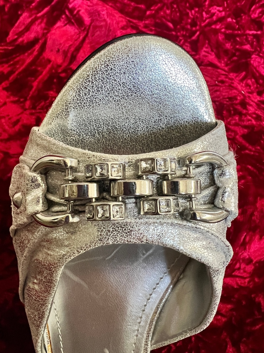 Guess Silver Metallic Bling Wedge Sandals - Picture 8 of 11